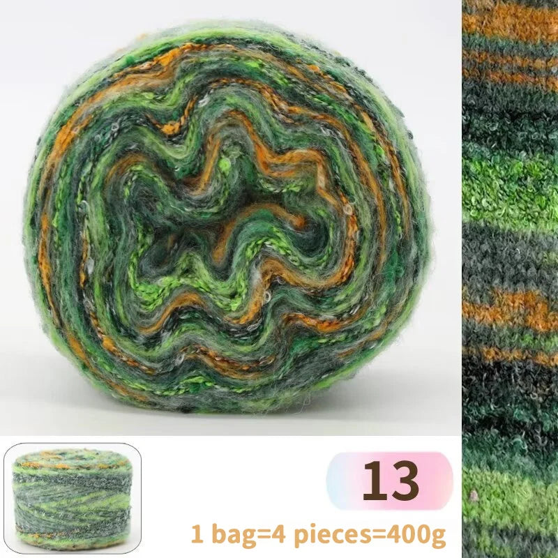 400g Rainbow Oil Painting Gradient Wool Yarn (4 Balls) – Long Color Gradient Yarn for Sweaters, Hats & Scarves
