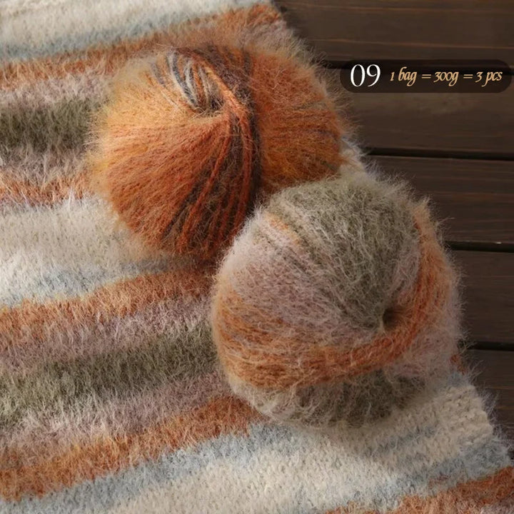 300g Xuebao Gradient Plush Yarn (3 Pieces) – Soft Warm Knitting Yarn for Scarves, Hats, Gloves & Blankets