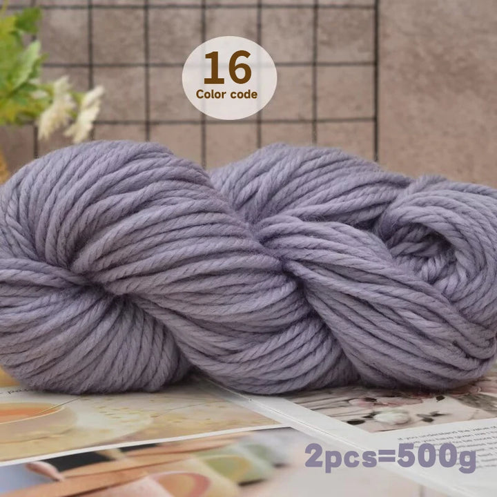 500g Extra Thick Polyester Yarn (2 Skeins) – Chunky Knitting Yarn for Sweaters, Hats, Cushions & DIY Crafts