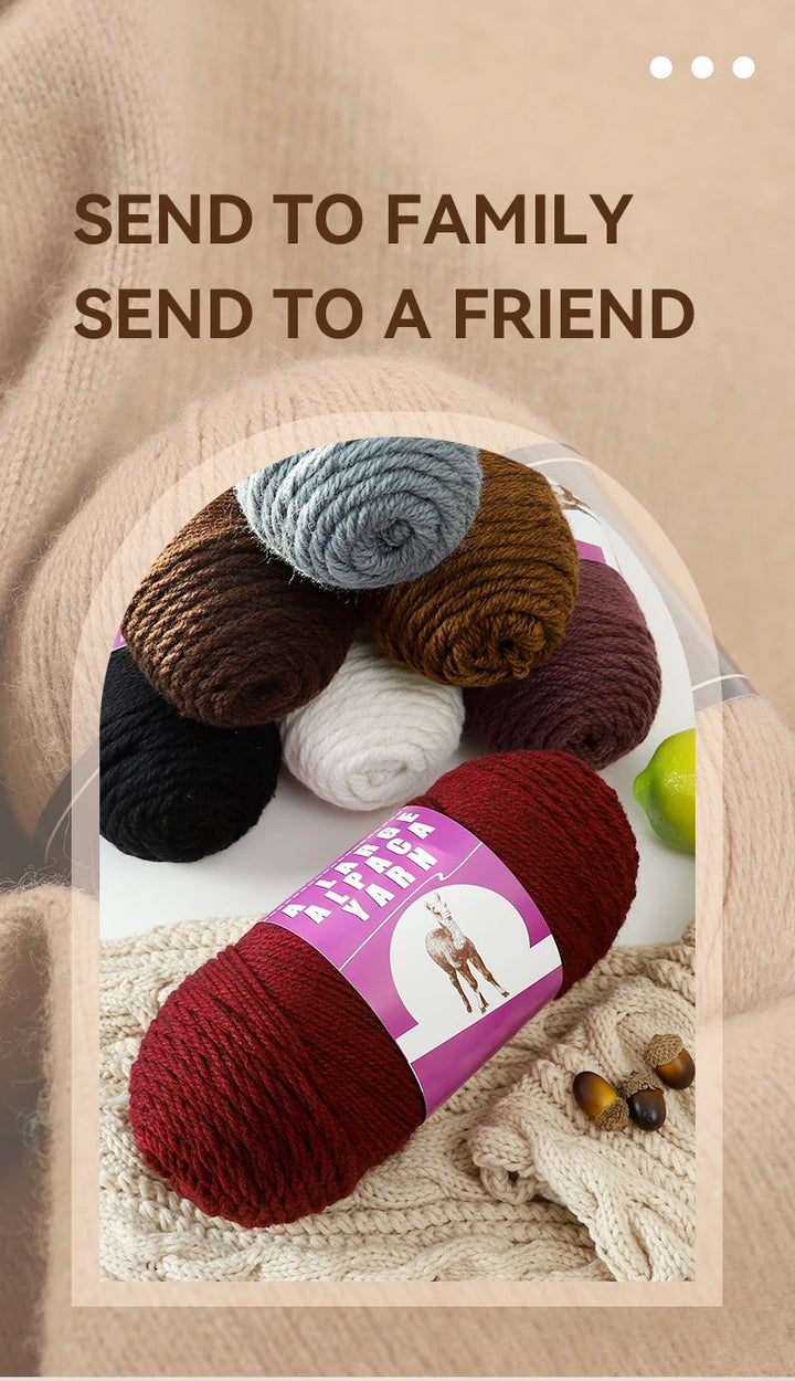 Large Skeins of Medium-Thick Alpaca Yarn – Beginner-Friendly Knitting Yarn for Sweaters, Scarves & Gloves
