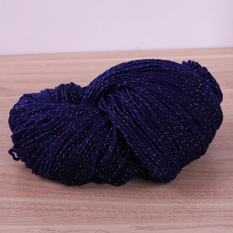 190g Colorful Gold Silk Acrylic Yarn – Medium Thick Shiny DIY Weaving Yarn