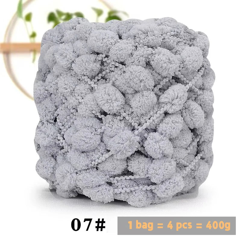 Super Soft Bean Yarn – Plush Polyester Chunky Yarn for Blankets, Cushions, Hats & DIY Crafts (400g, 4pcs Pack)