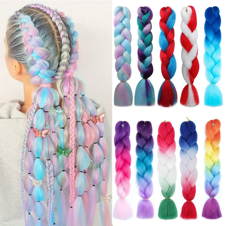 Synthetic 24 Inch Jumbo Braiding Hair – Afro Ombre Yaki Straight Crochet & Box Braids