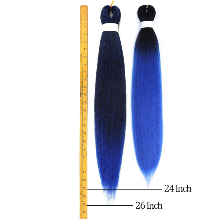 Two hair extensions with a ruler showing their lengths, branded 'Chorliss'.
