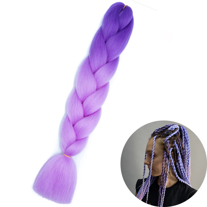 24 Inch Synthetic Jumbo Braiding Hair – Heat Resistant Ombre Extensions