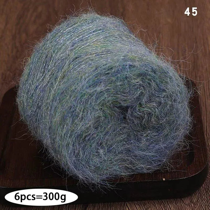 300g Long Wool & Mohair Yarn – Soft Fluffy Knitting Yarn for Sweaters, Shawls & Fashion Wear (6 Pieces/Bag)