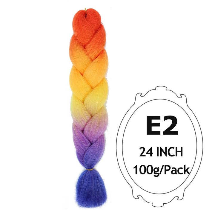 Ombre Braiding Hair 24 Inch – Colorful Jumbo Synthetic Braiding Hair Extensions for Women (Purple, Pink, White, Red, Blue)