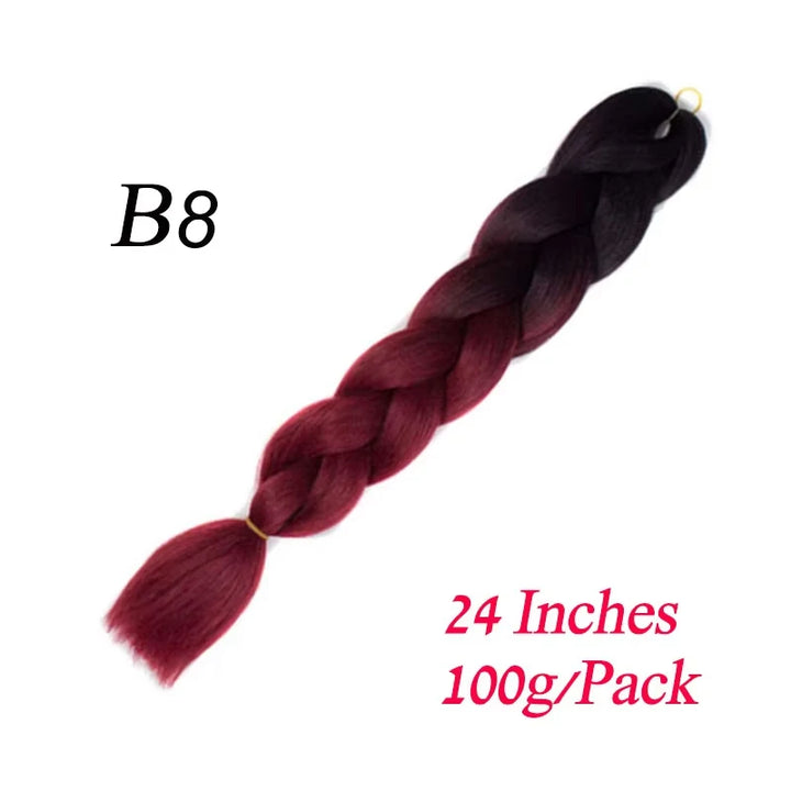 24 Inch Pre-Stretched Jumbo Braiding Hair – Synthetic Kanekalon Extensions for African Braids (100g) 444