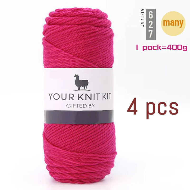 400g Alpaca Wool Yarn – Thick Pure Wool Knitting Yarn for Sweaters, Shawls & Scarves (4 Pieces/Pack)