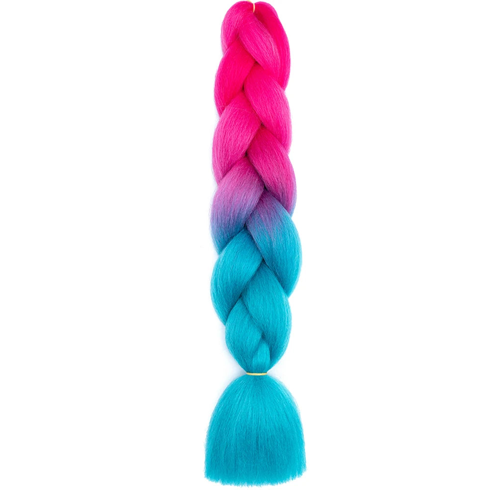 24 Inch Jumbo Box Braids Extensions – Synthetic Braiding Hair for Children (Pink, Purple, Yellow, Gray)