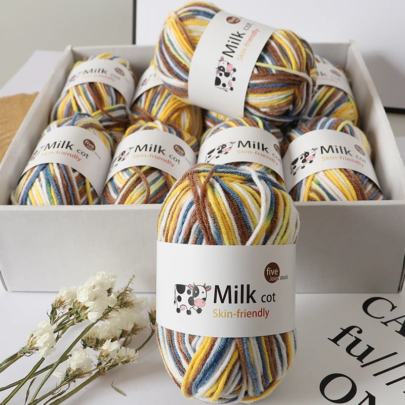 Colorful 5-Strand Gradient Yarn – Multi-Color Segment-Dyed Knitting Yarn for Sweaters, Hats, Scarves & DIY Crafts