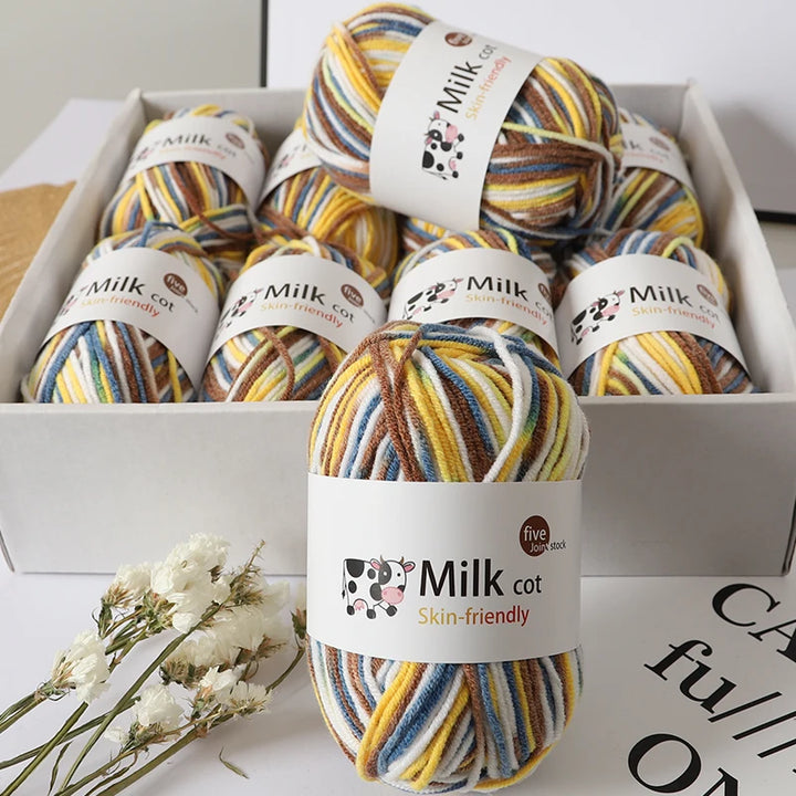 Colorful 5-Strand Gradient Yarn – Multi-Color Segment-Dyed Knitting Yarn for Sweaters, Hats, Scarves & DIY Crafts