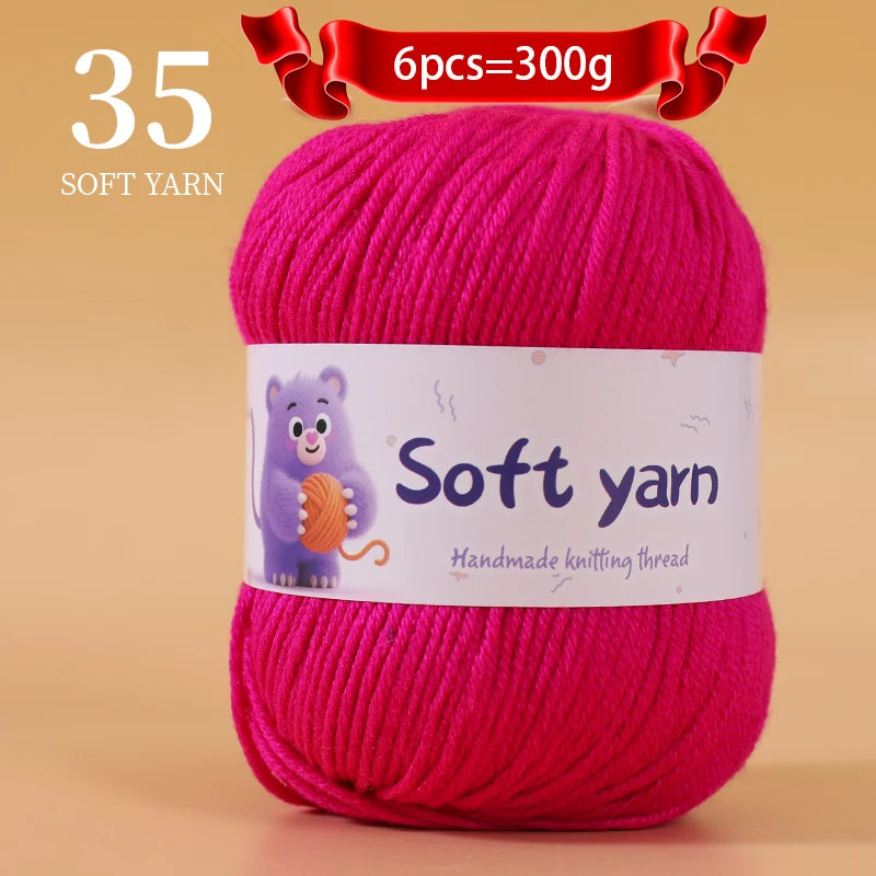 300g Soft Thin Yarn Balls – Lightweight Hand-Knitting Yarn for Sweaters, Hats, Scarves & DIY Crafts (6pcs Pack)