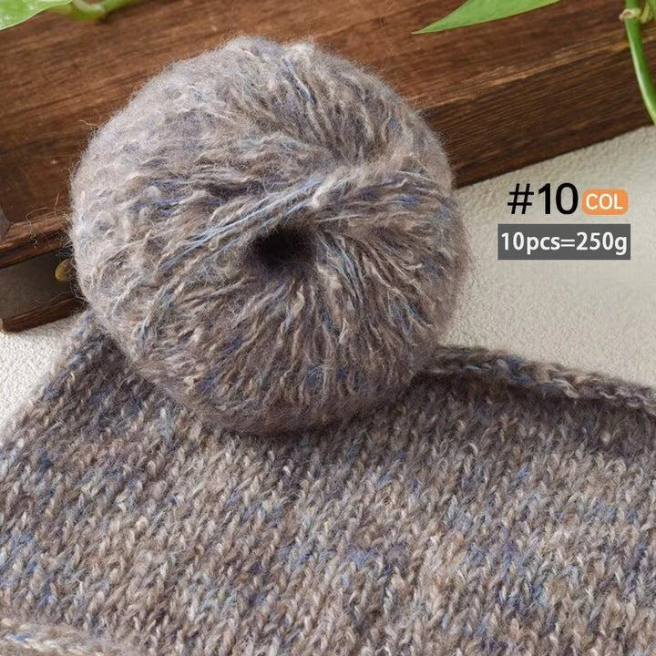 250g Colorful Mohair Alpaca Yarn Set (10 Pieces) – Soft Medium-Thick Yarn for Sweaters, Coats, Shawls & DIY Crafts