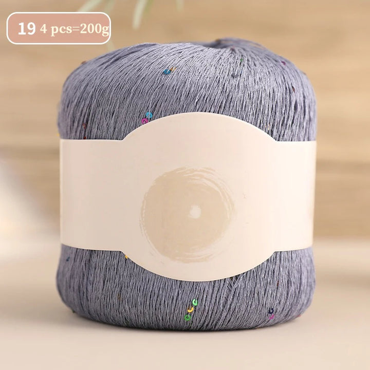 200g Colorful Sequin Yarn – Soft Knitting Yarn for Sweaters, Scarves & DIY Crafts (4 Pieces/Pack)