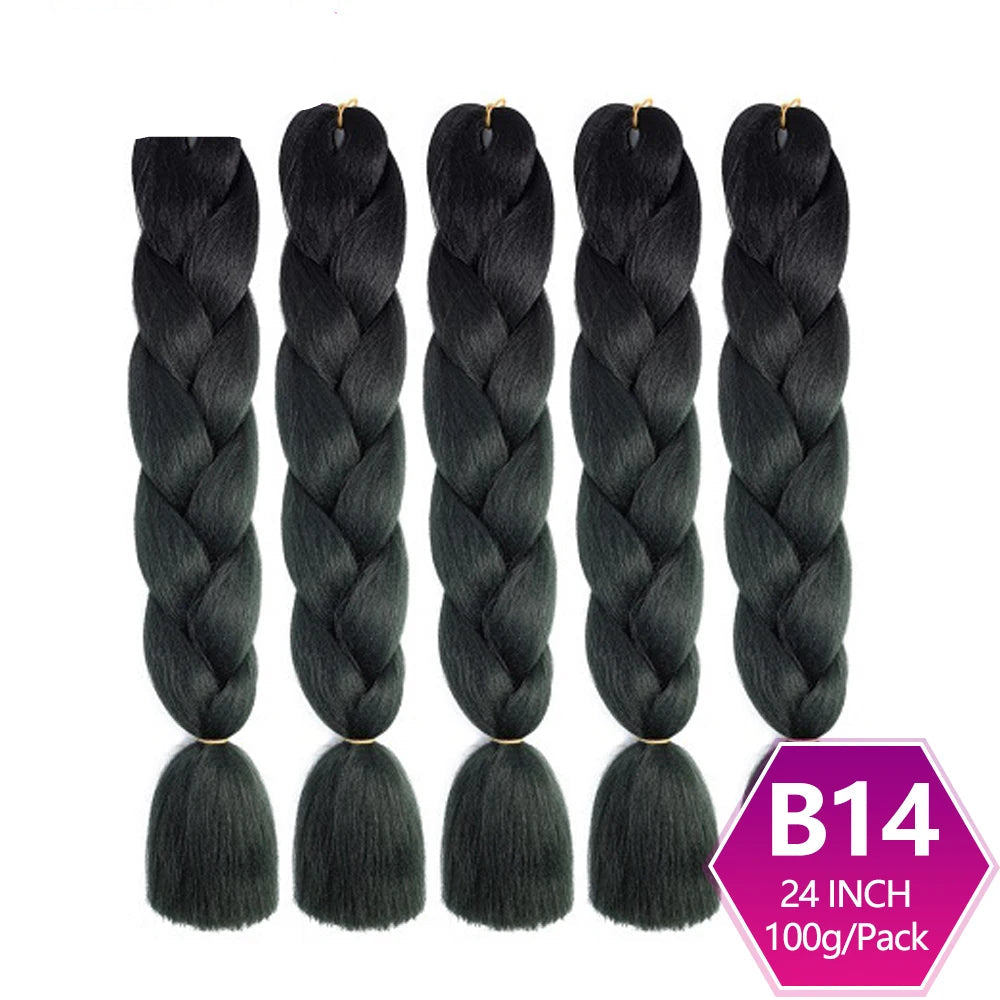 Five braided hair extensions with  on a white background.