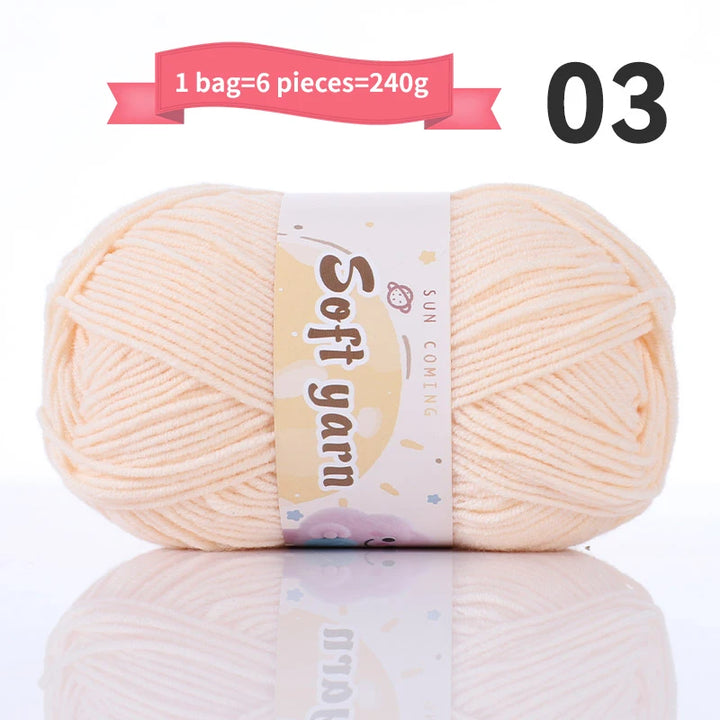 240g Medium-Thin Combed Yarn – Soft DIY Knitting & Crochet Yarn Balls (6 Pieces / Pack)