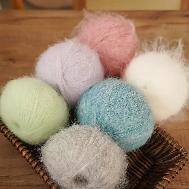 300g Long-Hair Alpaca Mohair Yarn Set (6 Pieces) – Soft Fluffy Knitting Yarn for Sweaters, Shawls & Winter Clothing