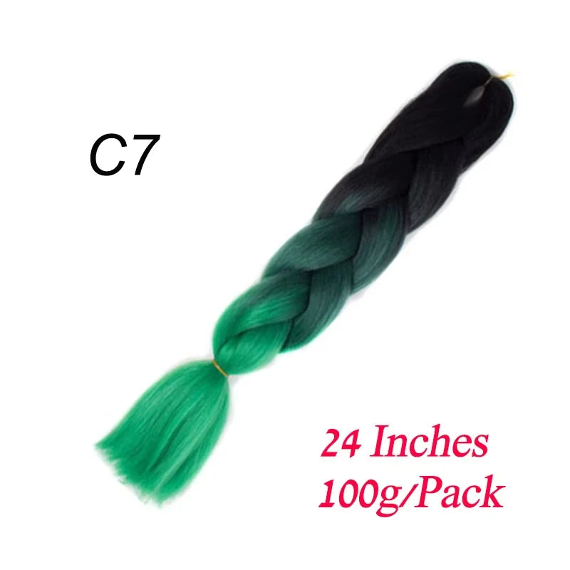 24 Inch Synthetic Ombre Braiding Hair – Jumbo Braid Extensions for DIY Hairstyles (Blue/Grey)