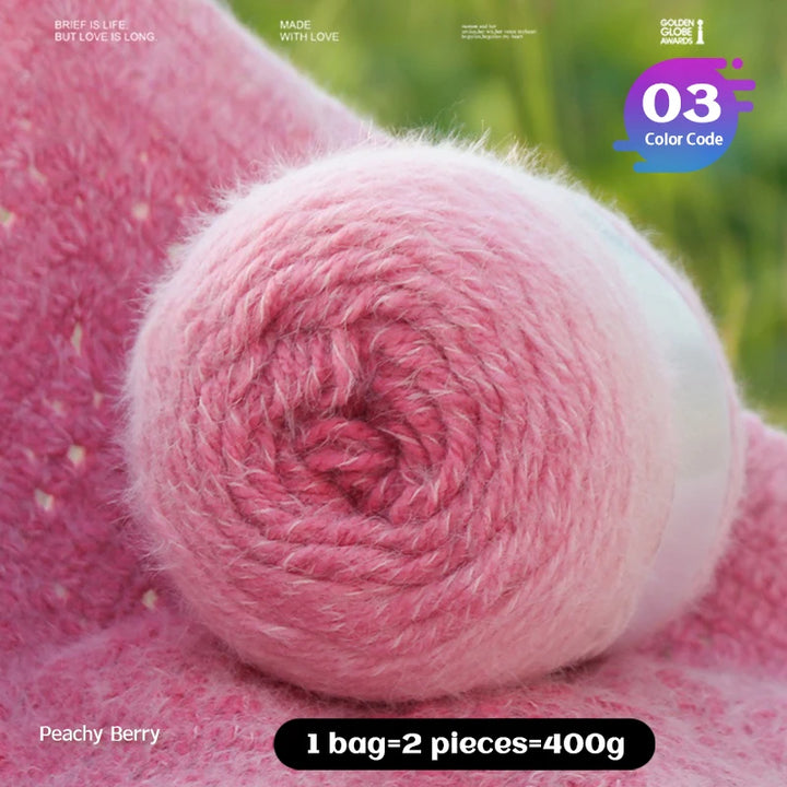 Qinglan Gradient Thick Yarn 400g – Long Section Dyed Rainbow Knitting Yarn for Sweaters & Shawls