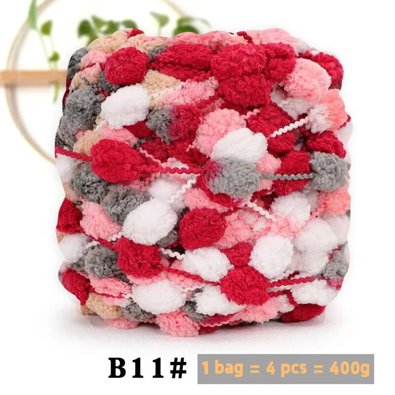 Super Soft Bean Yarn – Plush Polyester Chunky Yarn for Blankets, Cushions, Hats & DIY Crafts (400g, 4pcs Pack)