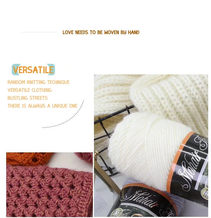 300g Colorful Mohair Alpaca Yarn – Soft Knitting Yarn for Sweaters, Scarves, Hats & DIY Crafts