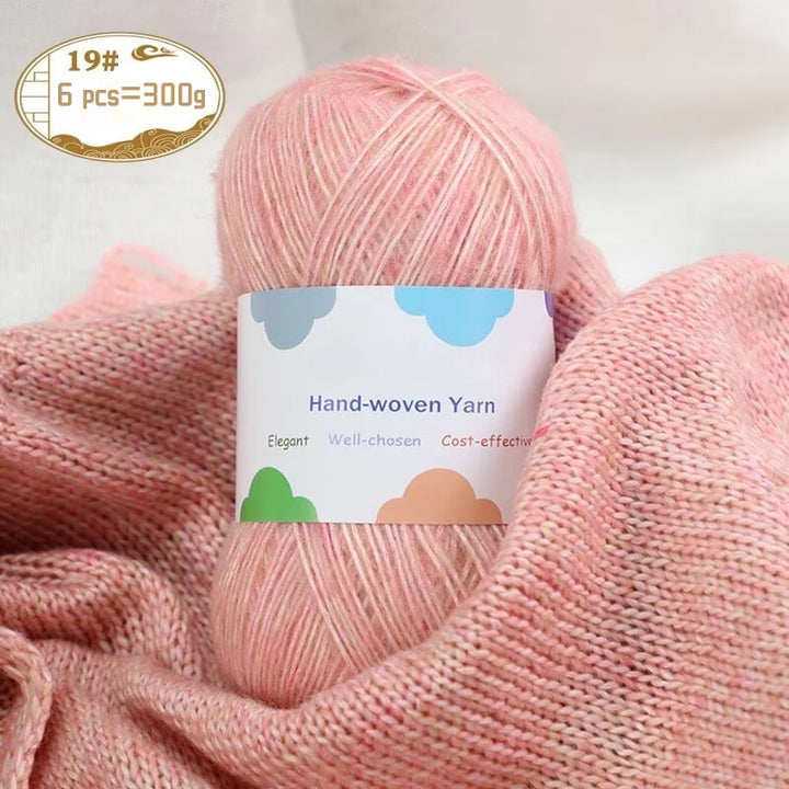 300g Colorful Bamboo Fiber Mohair Yarn Set (6 Pieces) – Soft Knitting Yarn for Sweaters, Scarves, Hats & Shawls