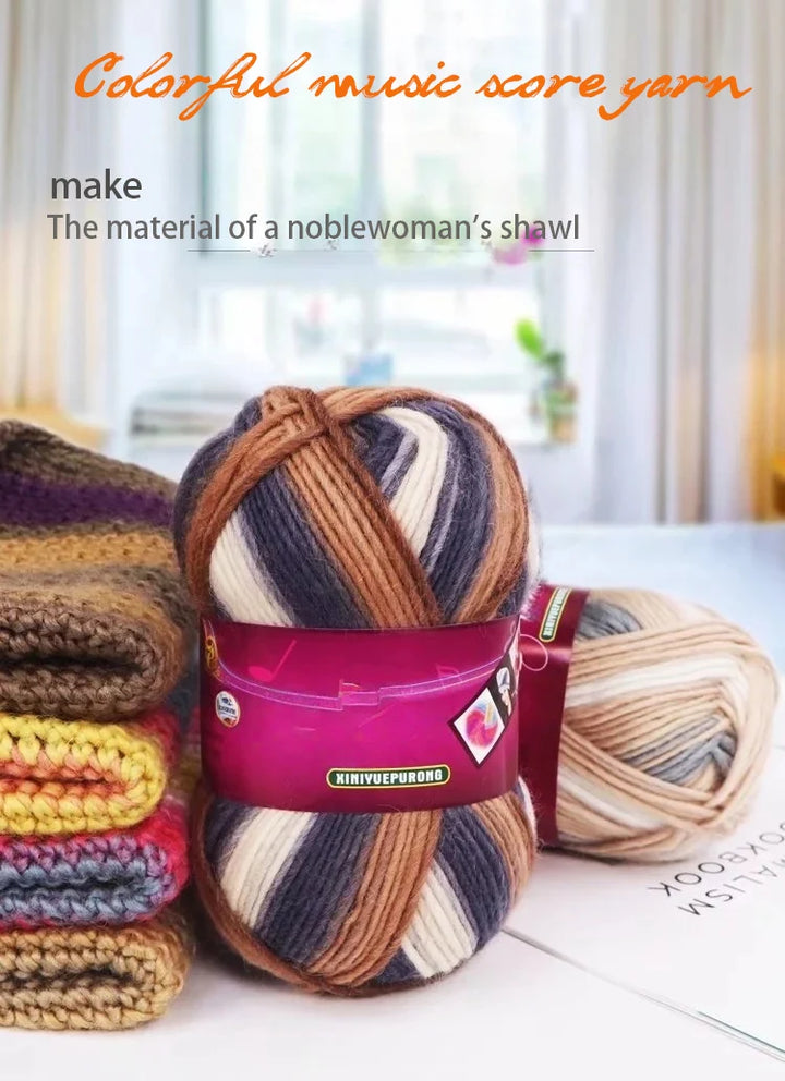 300g Gradient Long-Section Dyed Wool Yarn Set (3 Pieces) – Soft Hand-Knitting Yarn for Sweaters, Shawls, Hats & Scarves