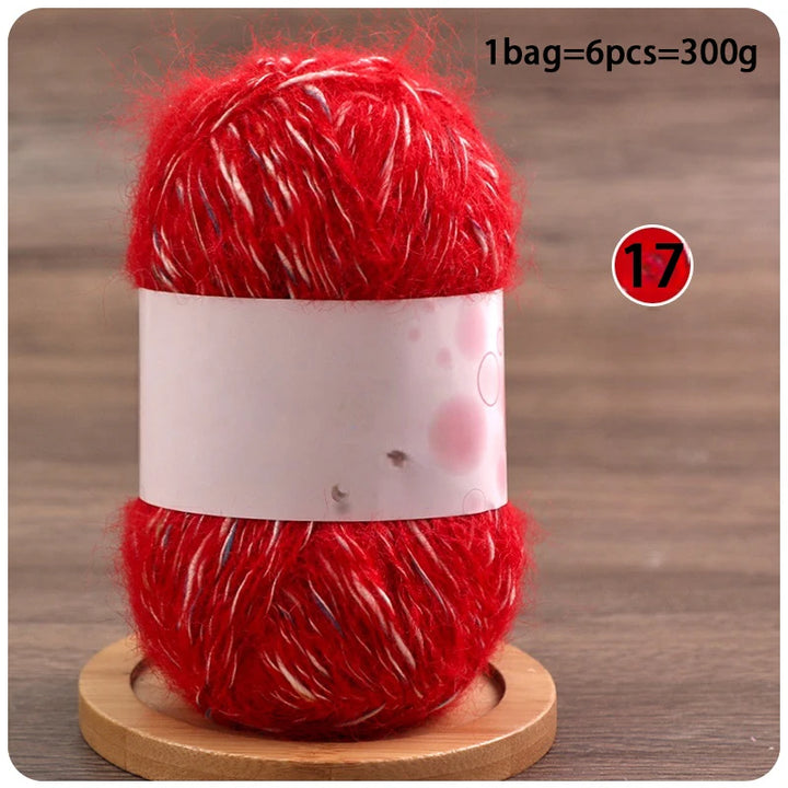 Mixed-Color Long-Haired Mohair Yarn – Fashionable Fluffy Knitting Yarn for Sweaters & Crafts