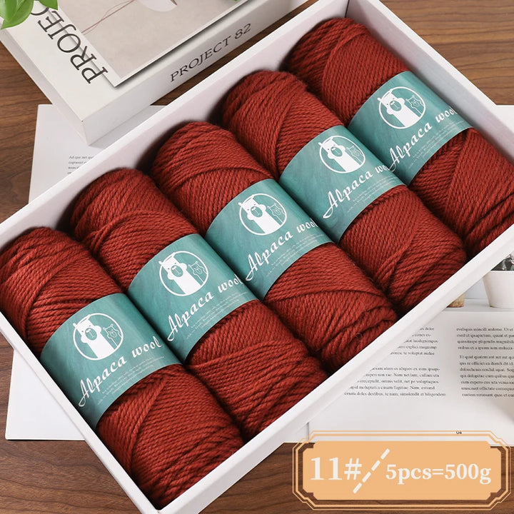 Alpaca Wool Boutique Yarn – 500g Thick Knitting Yarn Set (5 Pieces) for Sweaters, Scarves & Winter Wear