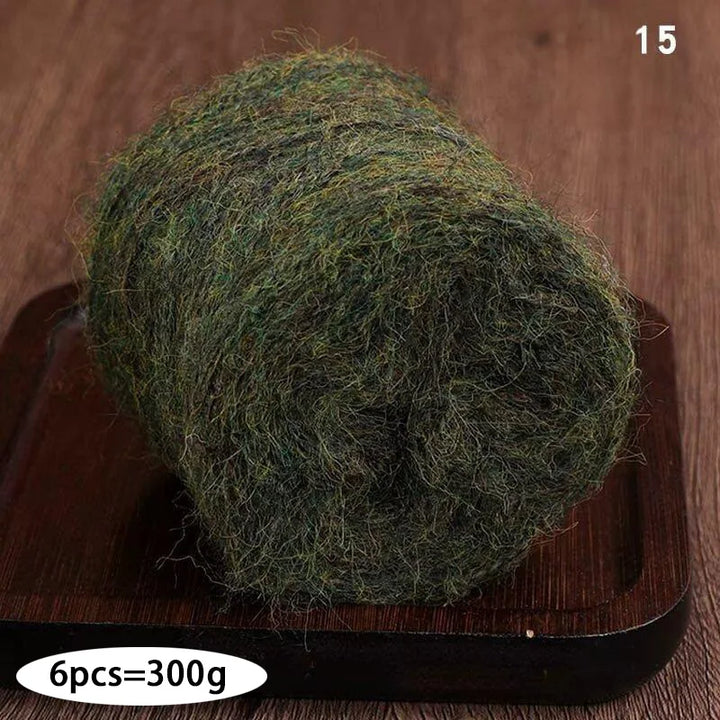 300g Long Wool & Mohair Yarn – Soft Fluffy Knitting Yarn for Sweaters, Shawls & Fashion Wear (6 Pieces/Bag)