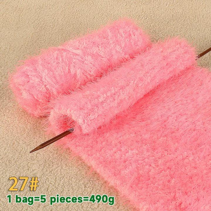490g Imitation Fur Eyelash Yarn – Thick Roving Yarn for Sweaters, Shawls, Blankets & Cushions