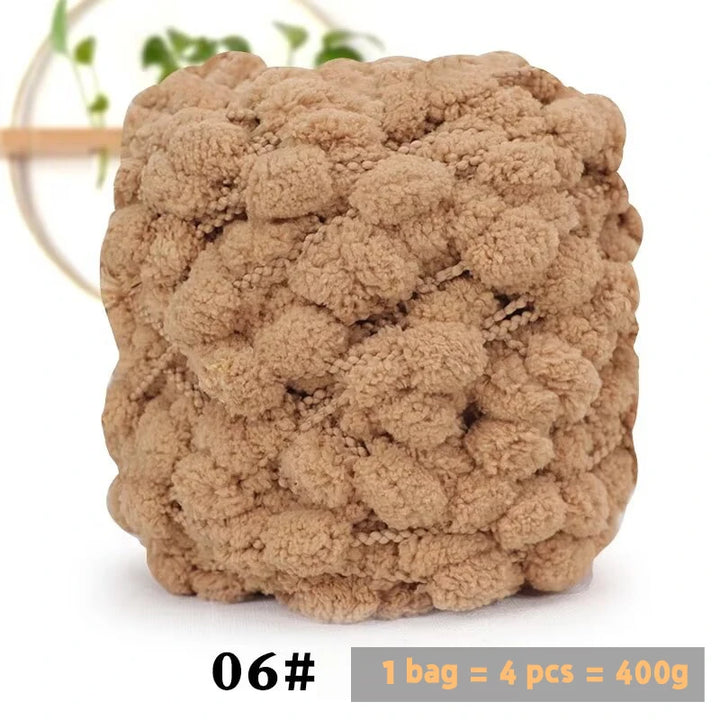 Super Soft Bean Yarn – Plush Polyester Chunky Yarn for Blankets, Cushions, Hats & DIY Crafts (400g, 4pcs Pack)