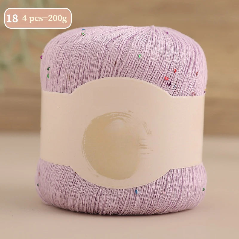 200g Colorful Sequin Yarn – Soft Knitting Yarn for Sweaters, Scarves & DIY Crafts (4 Pieces/Pack)