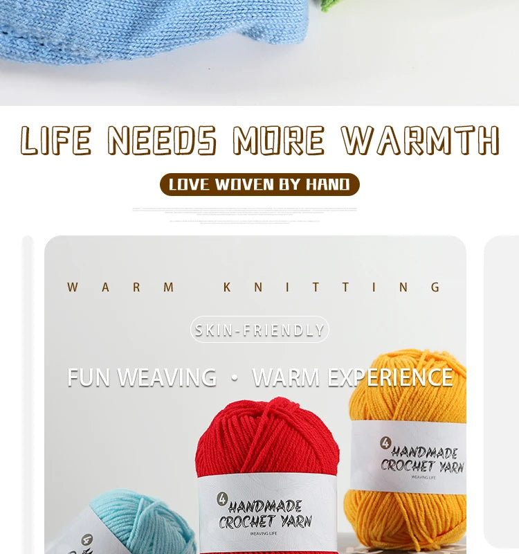 High-Quality 4-Ply Acrylic Yarn – Soft & Lightweight Knitting Yarn for Sweaters, Scarves, Coats, Gloves & DIY Crafts