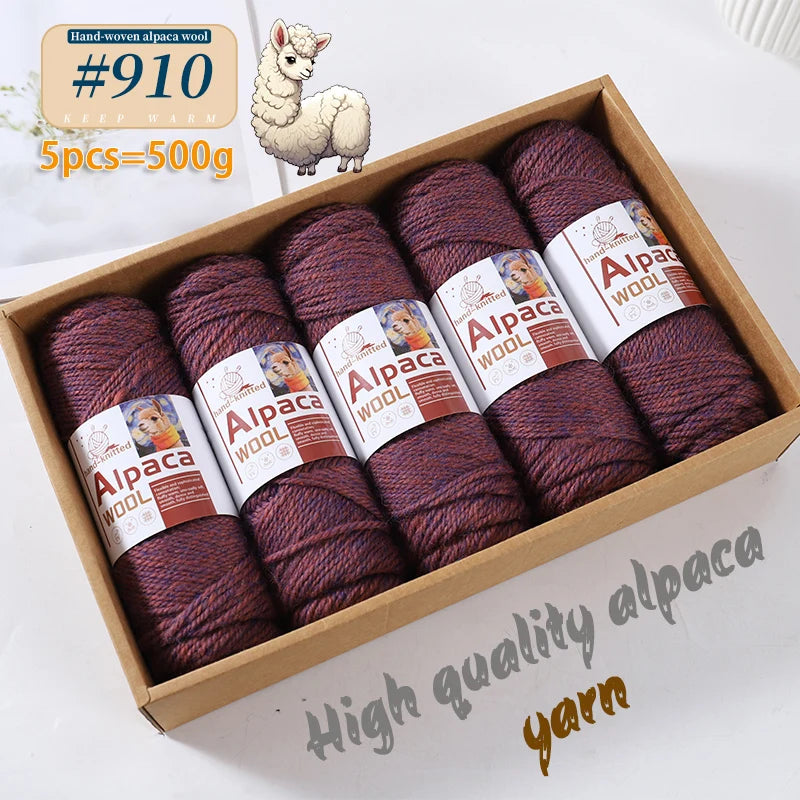 500g Alpaca Wool 245 Stick Stitch Yarn (5 Pieces) – Thick Knitting Yarn for Sweaters, Coats, Blankets & DIY Crafts