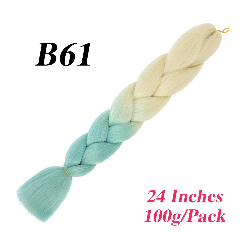24 Inch Jumbo Braiding Hair – Afro Ombre Synthetic Extensions for Children’s Braids (100g) 33
