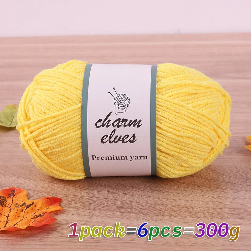 300g Multi-Color Acrylic Milk Yarn – Soft & Strong Knitting Yarn Balls (6 Pieces/Pack)