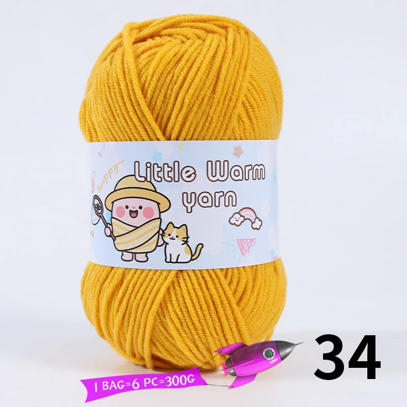 300g Medium-Thick Soft Yarn – DIY Hand-Knitting Yarn Balls for Sweaters, Hats & Crafts (6 Pieces / Pack)