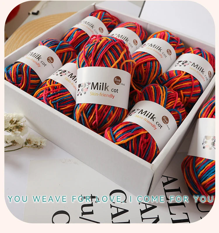 Colorful 5-Strand Gradient Yarn – Multi-Color Segment-Dyed Knitting Yarn for Sweaters, Hats, Scarves & DIY Crafts