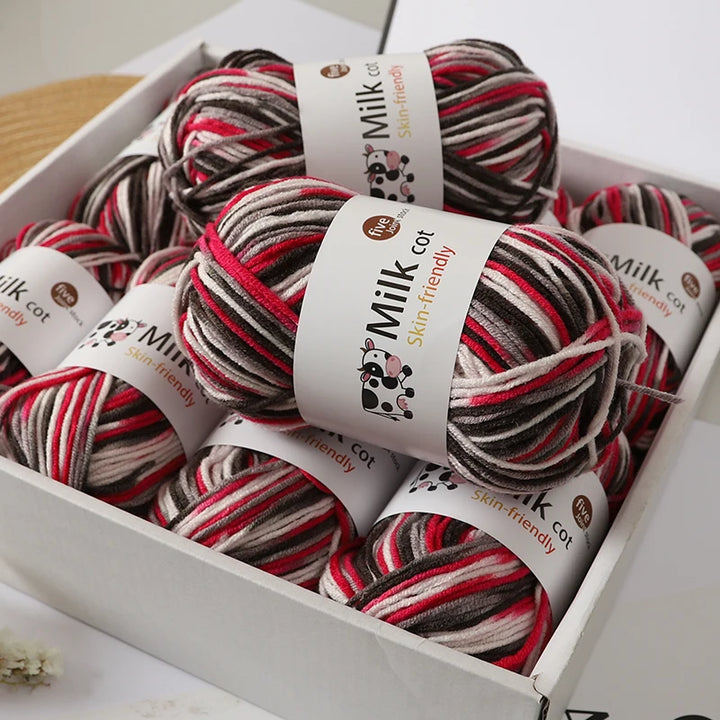 Colorful 5-Strand Gradient Yarn – Multi-Color Segment-Dyed Knitting Yarn for Sweaters, Hats, Scarves & DIY Crafts