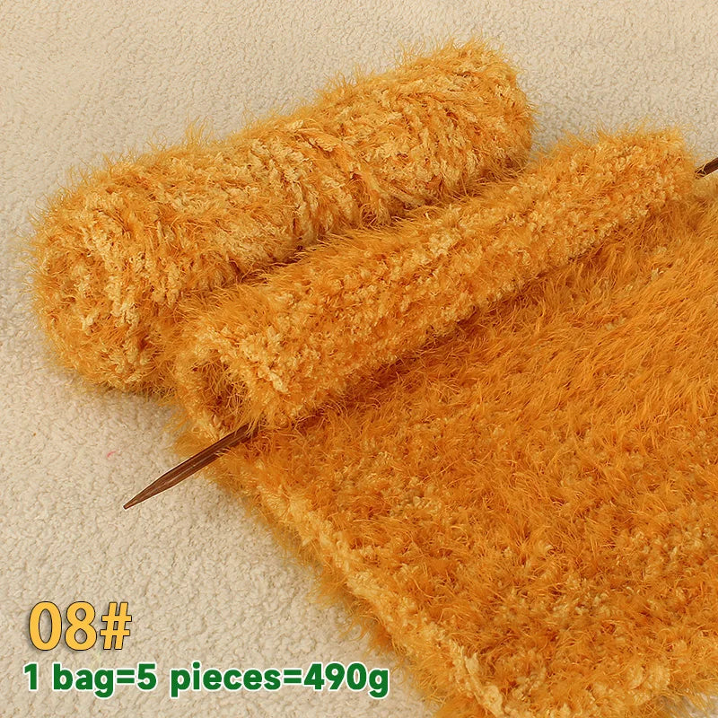 490g Imitation Fur Eyelash Yarn – Thick Roving Yarn for Sweaters, Shawls, Blankets & Cushions
