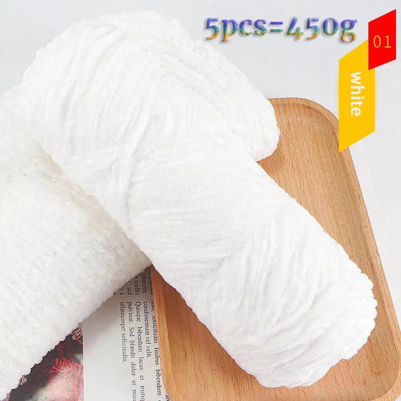 450g Chenille Warm Velvet Ice Yarn – Soft Thick Knitting Yarn for Sweaters, Scarves & Blankets (5 Pcs/Pack)