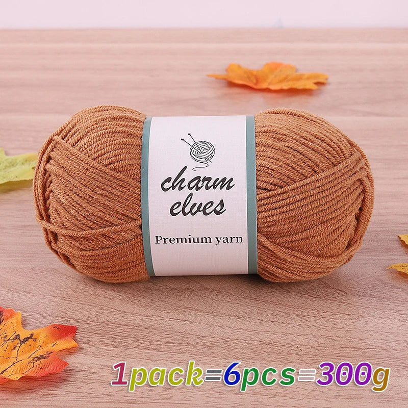 300g Multi-Color Acrylic Milk Yarn – Soft & Strong Knitting Yarn Balls (6 Pieces/Pack)