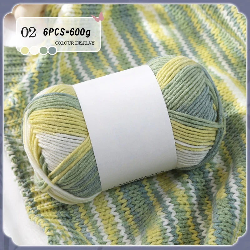 Colorful 6-Strand Gradient Yarn – Segment-Dyed Floral Pattern Yarn for Handmade Crafts