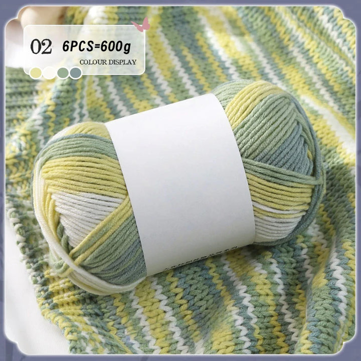 Colorful 6-Strand Gradient Yarn – Segment-Dyed Floral Pattern Yarn for Handmade Crafts