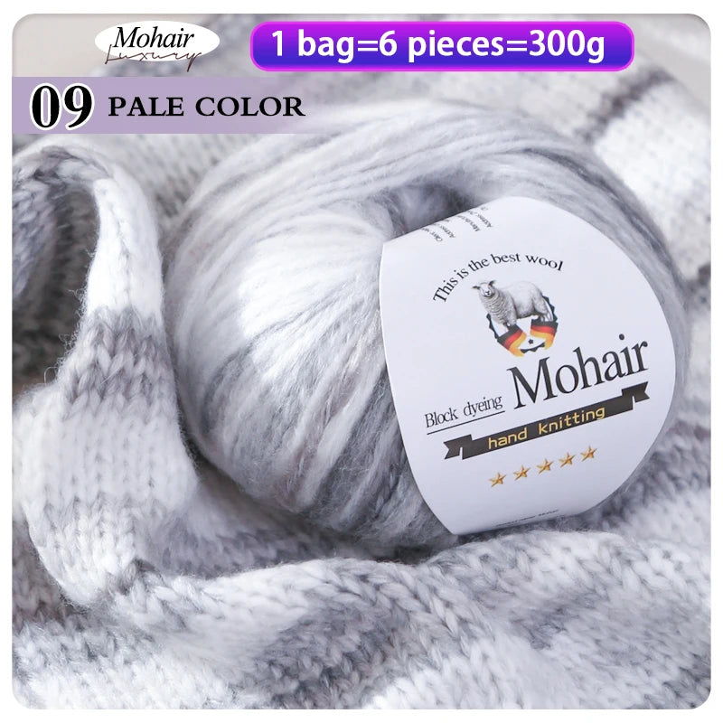 Gradient Zebra Pattern Yarn Balls (6 Pack / 300g) – Colorful Knitting Yarn for Sweaters, Shawls, Scarves & DIY Crafts