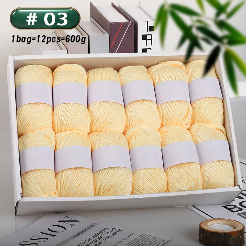 12-Piece Luxury Cashmere-Silk Yarn Set – Ultra-Soft Fluffy Yarn for Sweaters, Coats, Shawls & DIY Crafts (600g)