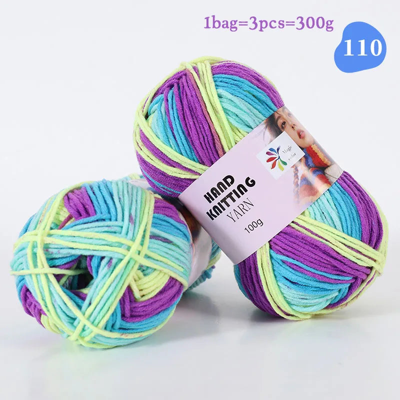 High-Quality 7-Strand Gradient Yarn – Medium-Thick Multi-Colored Yarn for Sweaters, Hats, Scarves & DIY Crafts