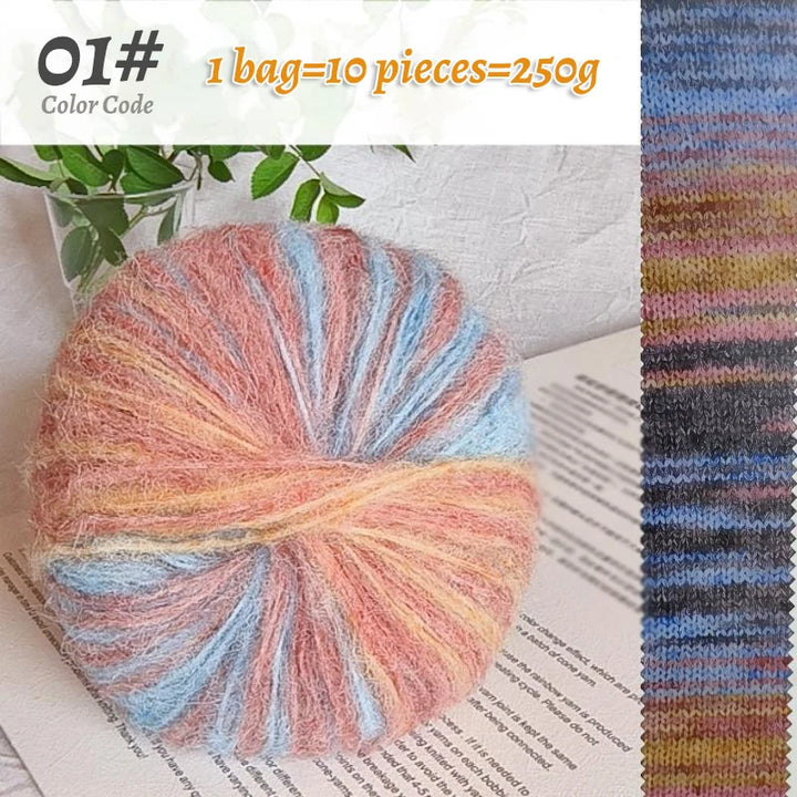250g Oil Painting Gradient Alpaca Yarn – Soft Knitting & Crochet Yarn for Sweaters, Scarves, Hats & Shawls (10pcs)